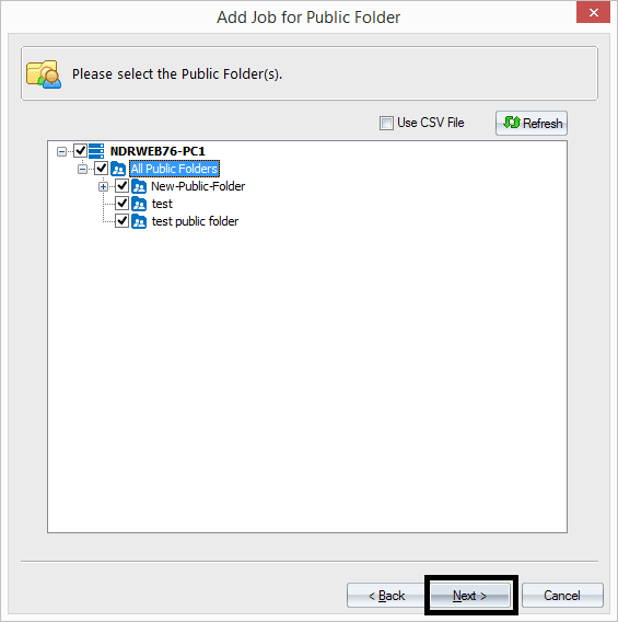 Select required public folders